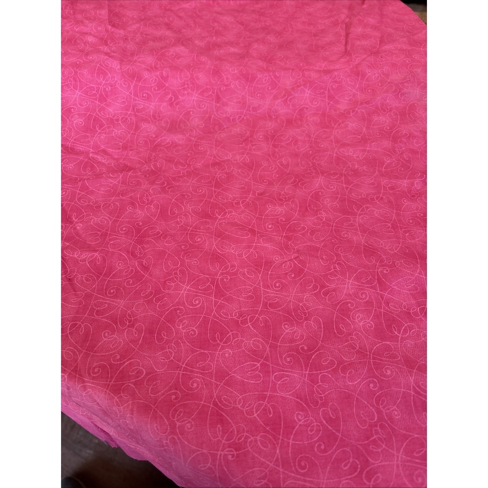 Pink Heart Swirls Fabric 2 Yards Quilting Craft Sewing Material